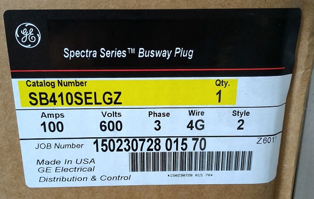 GE plug in box 100A frame
SB410SELGZ