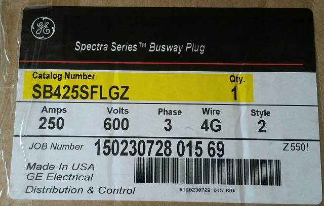 GE plug in box 250A frame
SB425SFLGZ